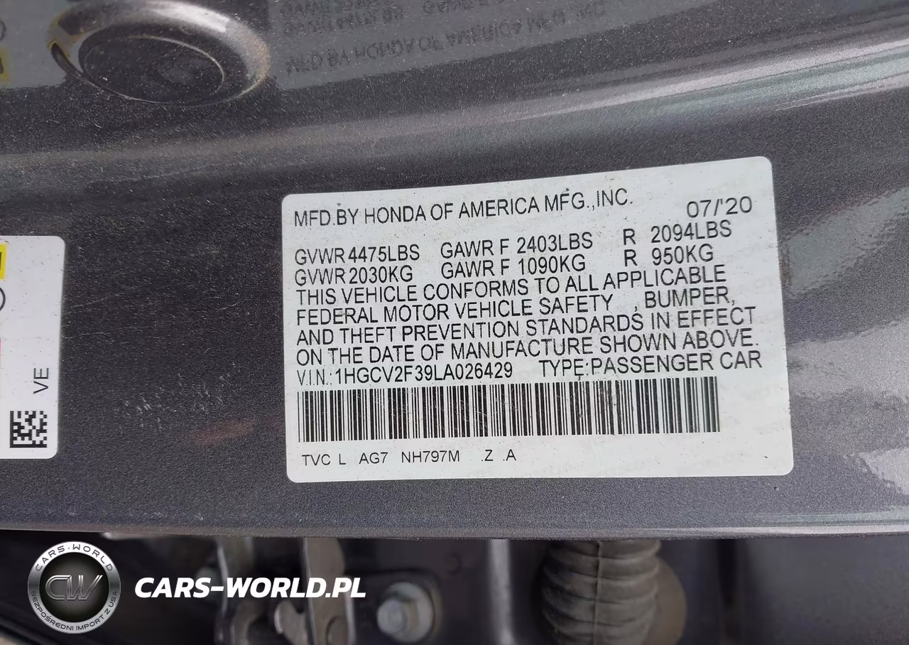 2020 Honda Accord Sport 2.0T VIN:1HGCV2F39LA026429 - 9