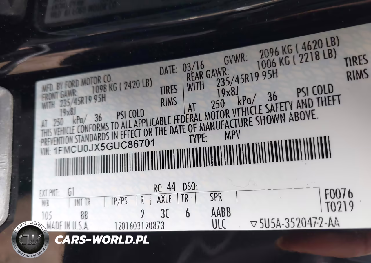 2016 Ford Escape Titanium VIN:1FMCU0JX5GUC86701 - 9