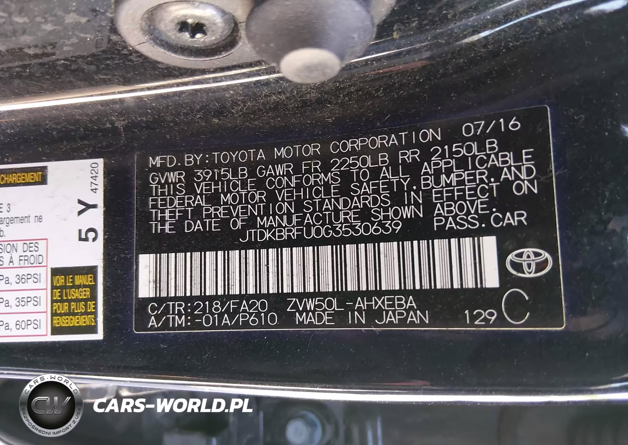 2016 Toyota Prius Two VIN:JTDKBRFU0G3530639 - 9
