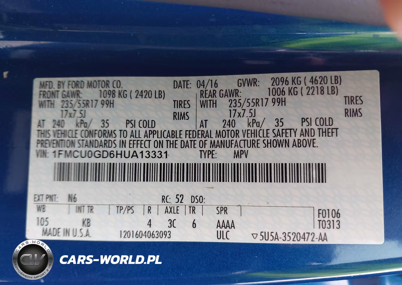 2017 Ford Escape Se VIN:1FMCU0GD6HUA13331 - 9