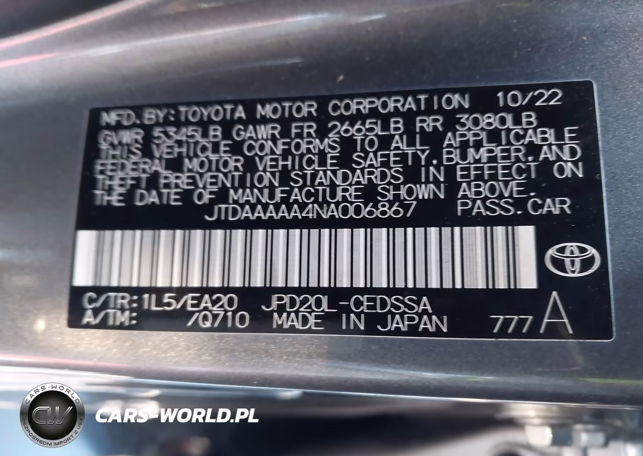 2022 Toyota Mirai Xle VIN:JTDAAAAA4NA006867 - 9