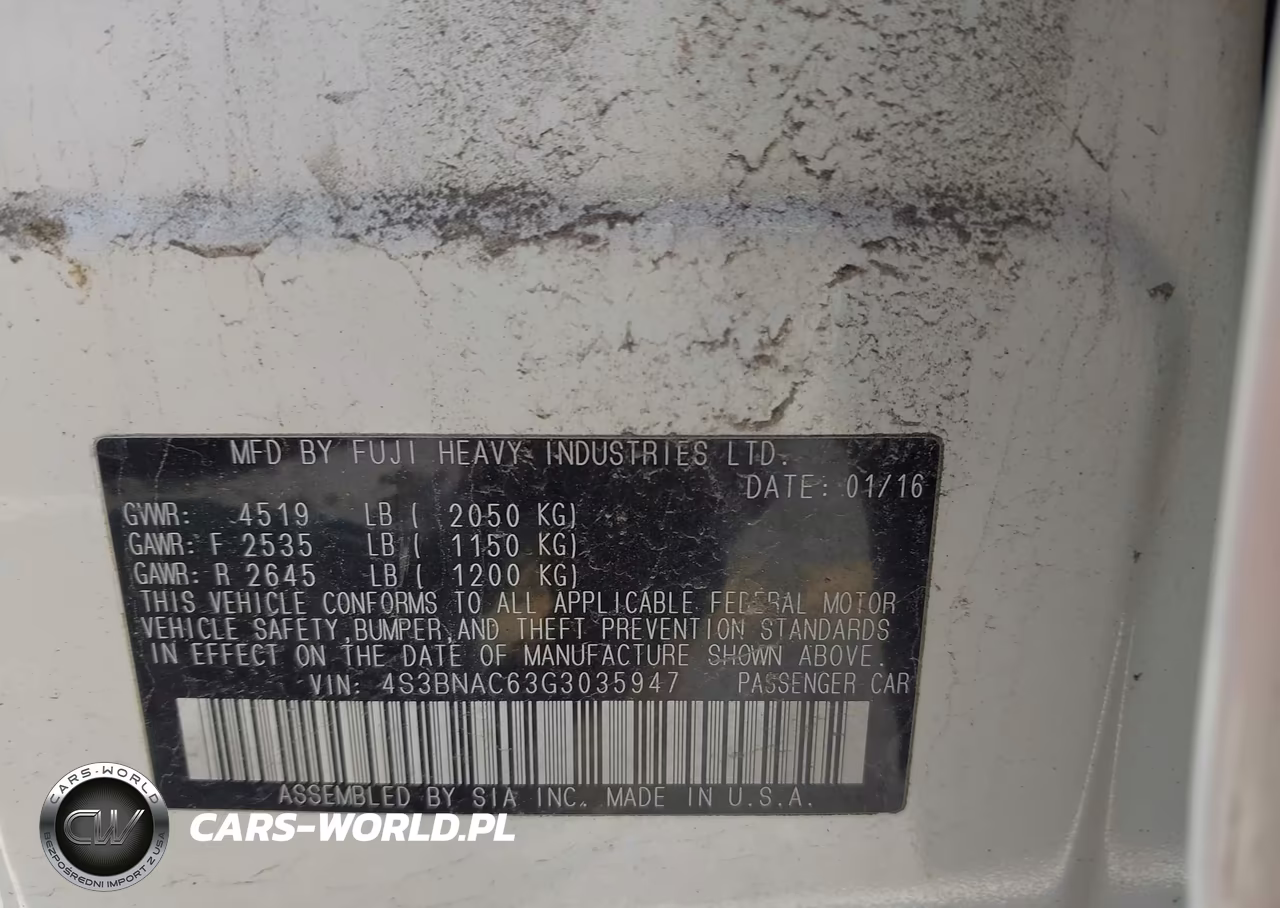 2016 Subaru Legacy 2.5I Premium VIN:4S3BNAC63G3035947 - 9