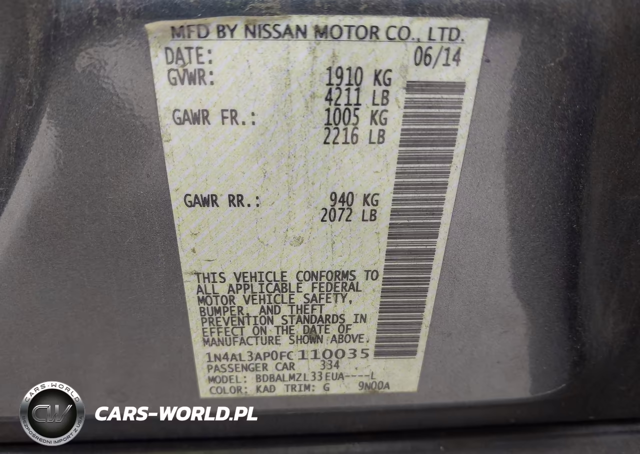 2015 Nissan Altima 2.5 Sv VIN:1N4AL3AP0FC110035 - 9