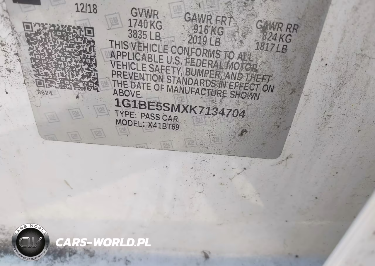2019 Chevrolet Cruze Lt VIN:1G1BE5SMXK7134704 - 9
