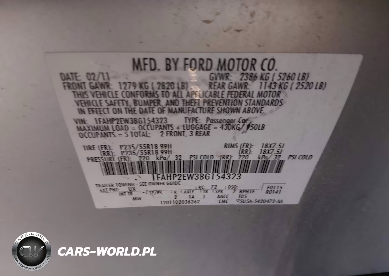2011 Ford Taurus Sel VIN:1FAHP2EW3BG154323 - 9