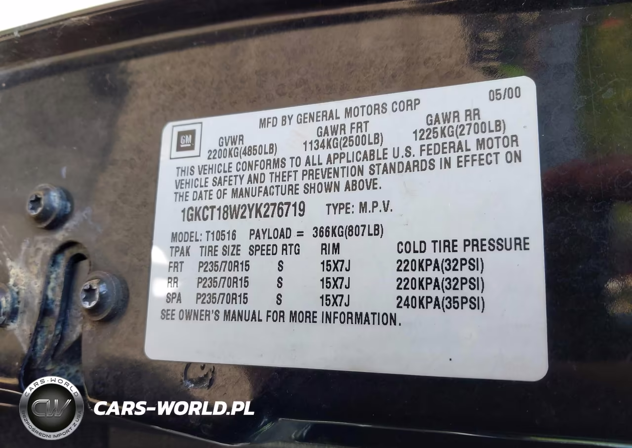 2000 GMC Jimmy Sls Convenience VIN:1GKCT18W2YK276719 - 9