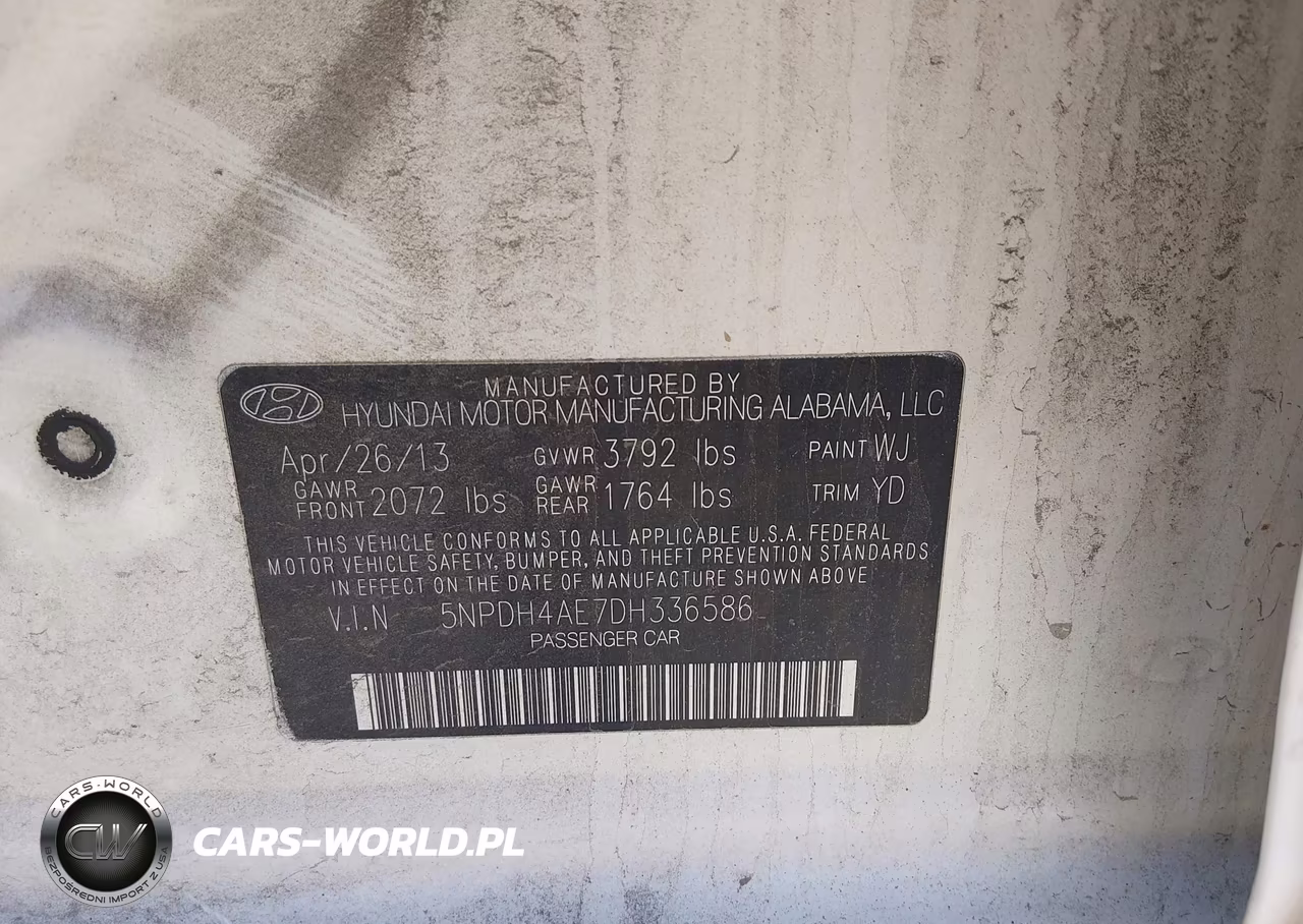 2013 Hyundai Elantra Gls VIN:5NPDH4AE7DH336586 - 9