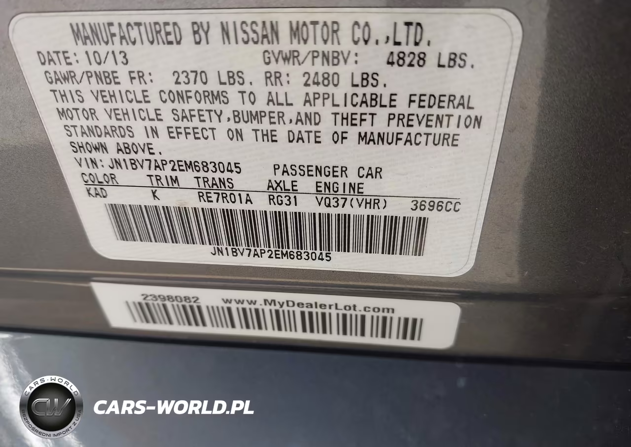 2014 Infiniti Q50 VIN:JN1BV7AP2EM683045 - 9