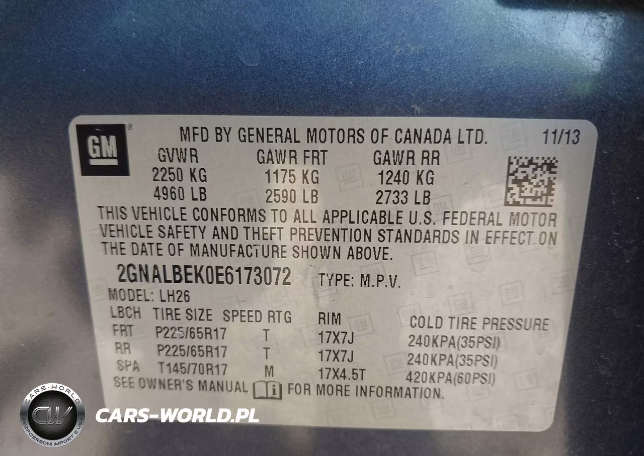 2014 Chevrolet Equinox 1Lt VIN:2GNALBEK0E6173072 - 9