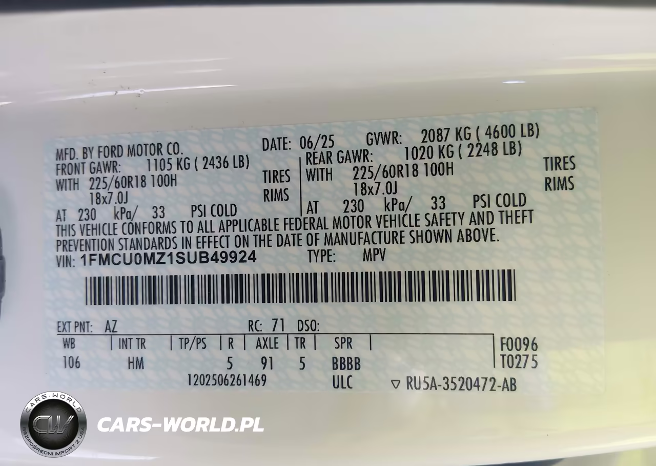 2025 Ford Escape St-Line VIN:1FMCU0MZ1SUB49924 - 9