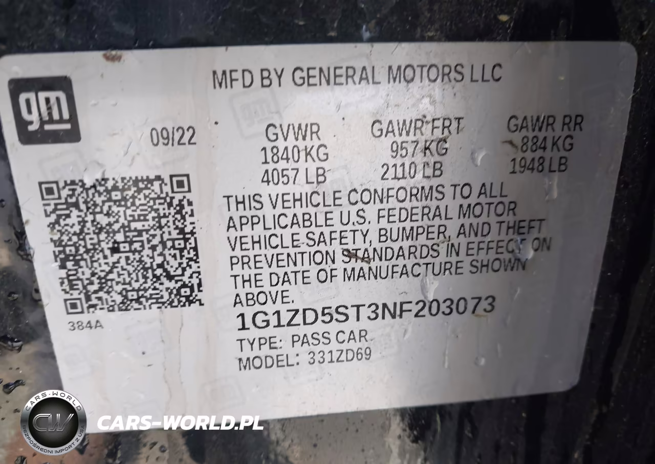 2022 Chevrolet Malibu Fwd Lt VIN:1G1ZD5ST3NF203073 - 9
