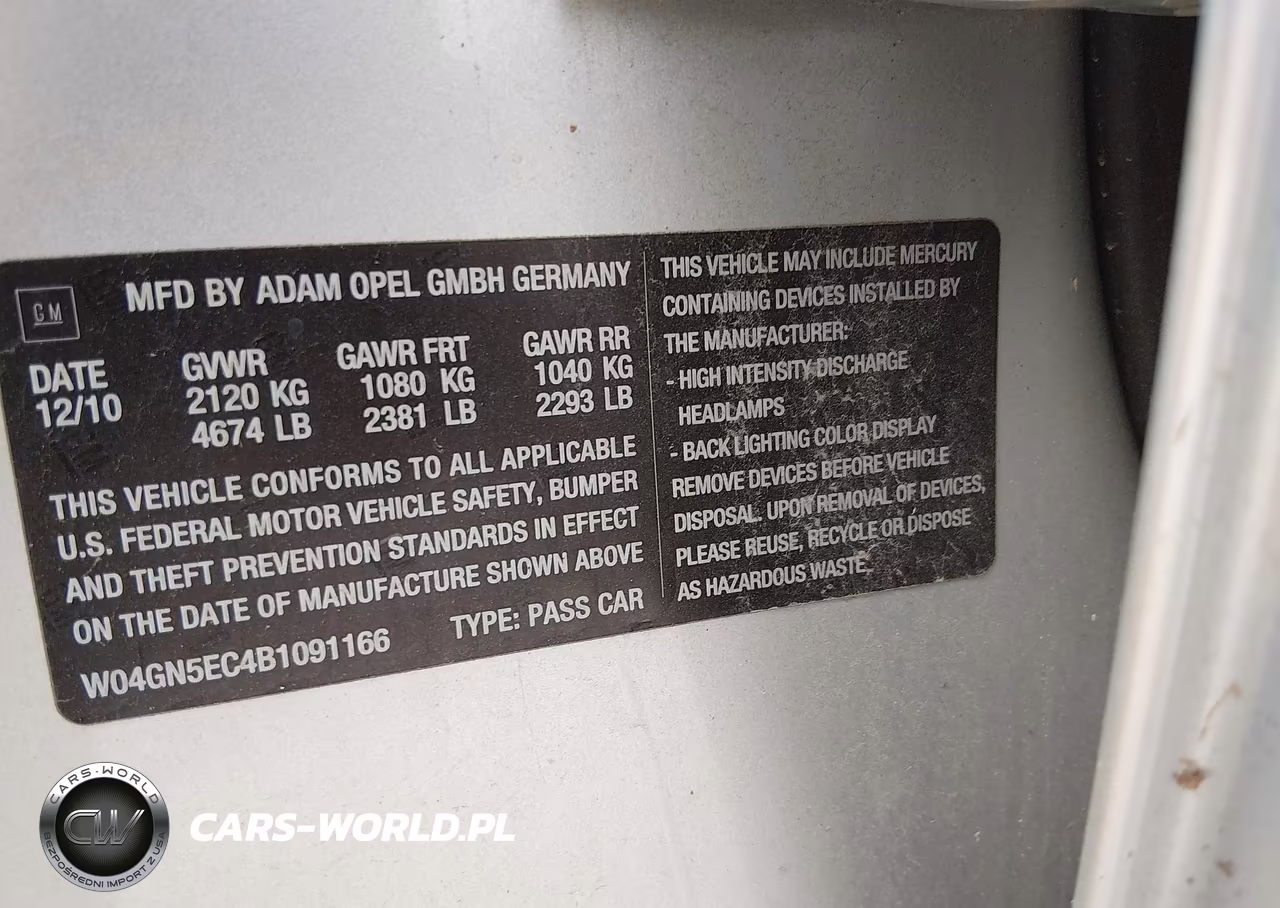 2011 Buick Regal Cxl Russelsheim VIN:W04GN5EC4B1091166 - 9