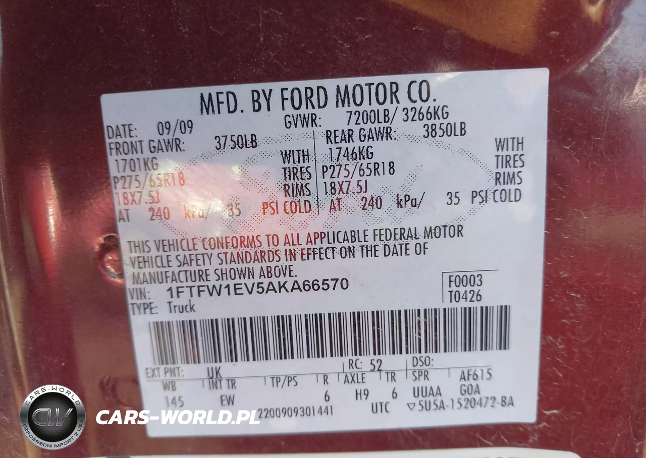 2010 Ford F-150 Lariat VIN:1FTFW1EV5AKA66570 - 9