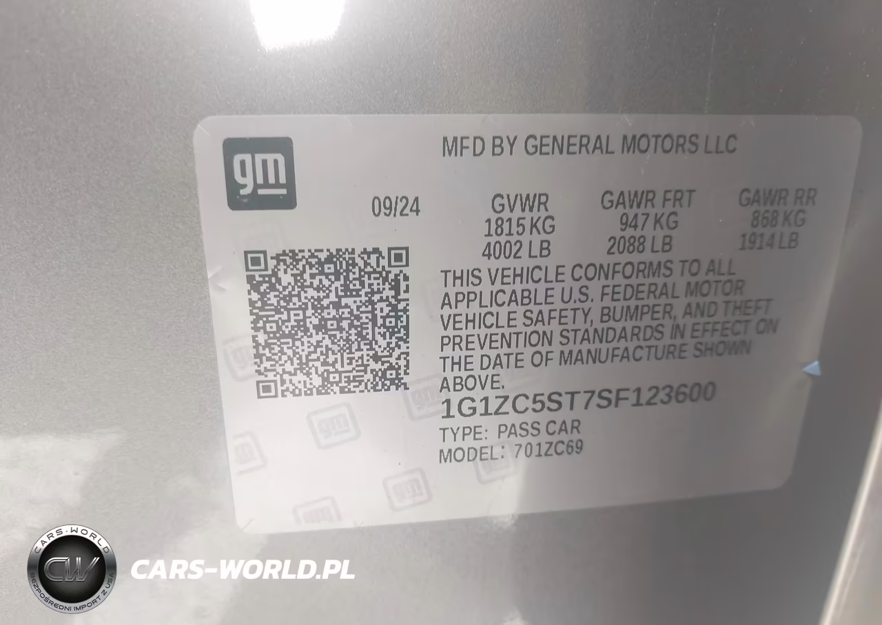 2025 Chevrolet Malibu Fwd 1Fl VIN:1G1ZC5ST7SF123600 - 9