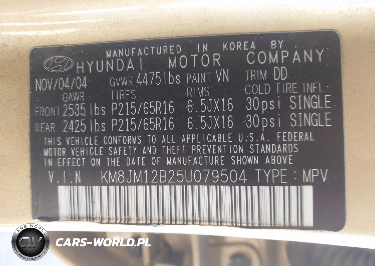 2005 Hyundai Tucson Gl VIN:KM8JM12B25U079504 - 9