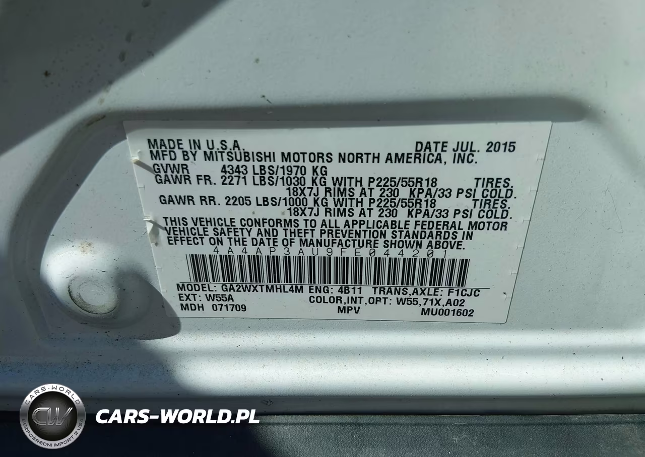 2015 Mitsubishi Outlander Sport Es VIN:4A4AP3AU9FE044201 - 9