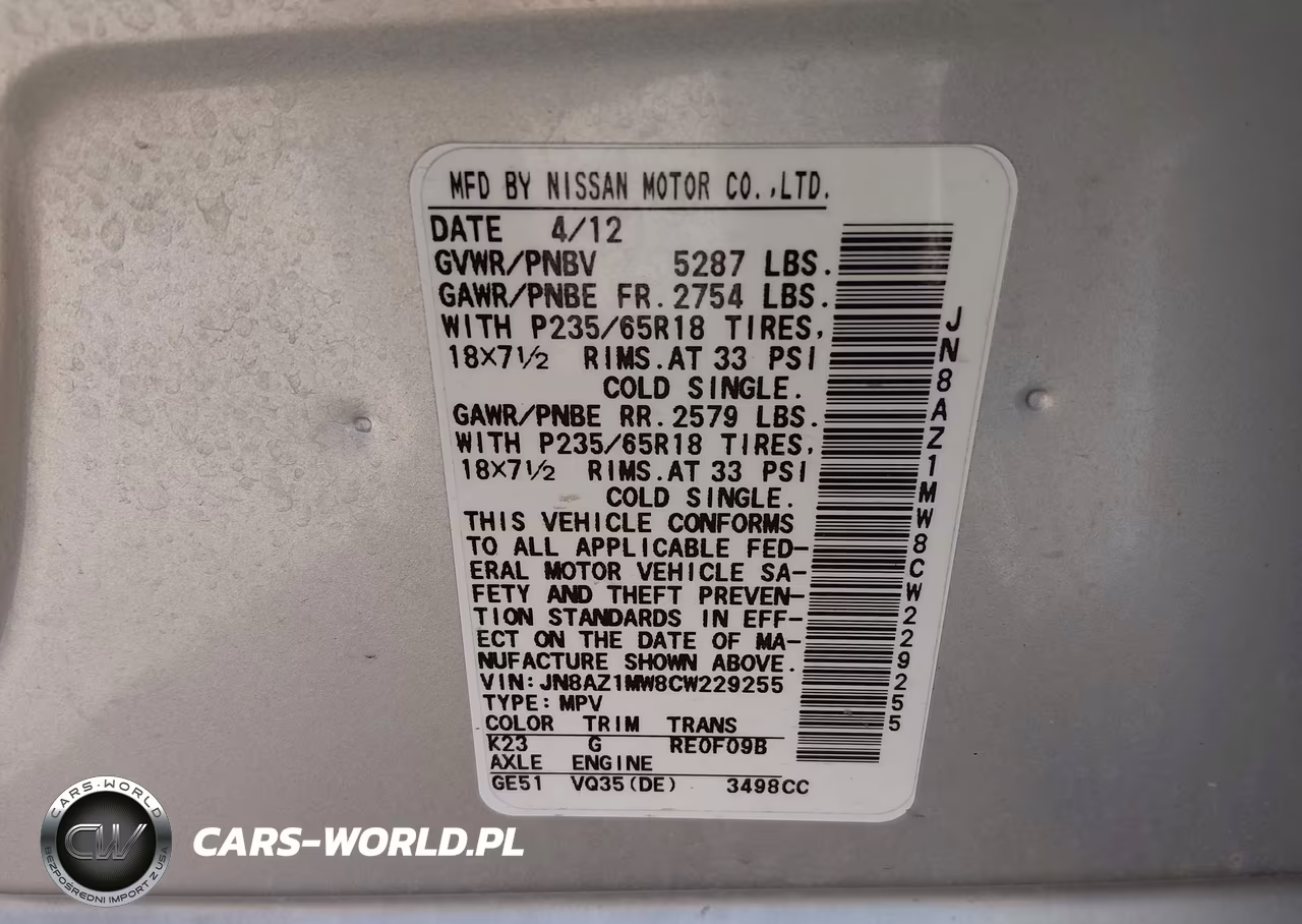 2012 Nissan Murano Sl VIN:JN8AZ1MW8CW229255 - 9