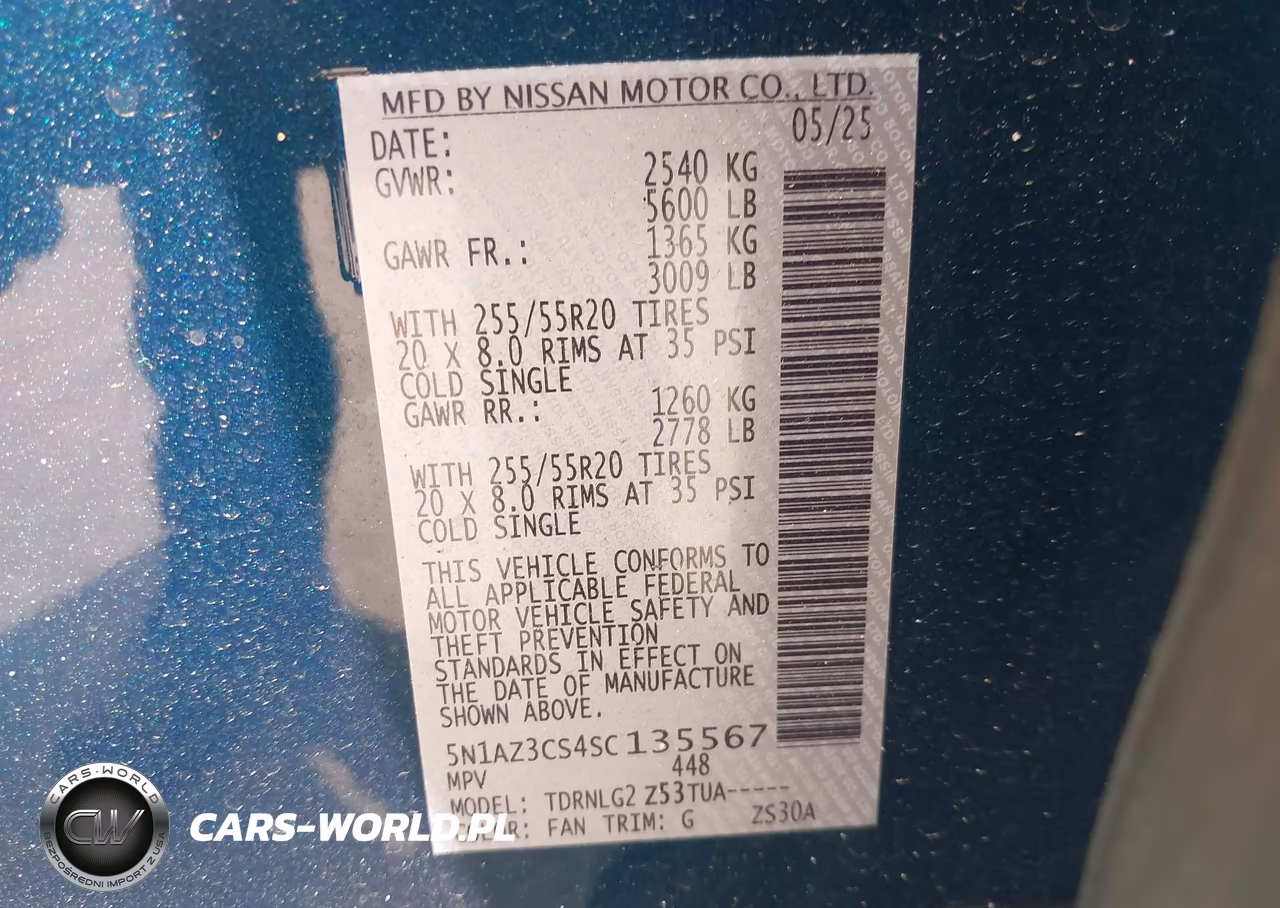 2025 Nissan Murano Sl VIN:5N1AZ3CS4SC135567 - 9
