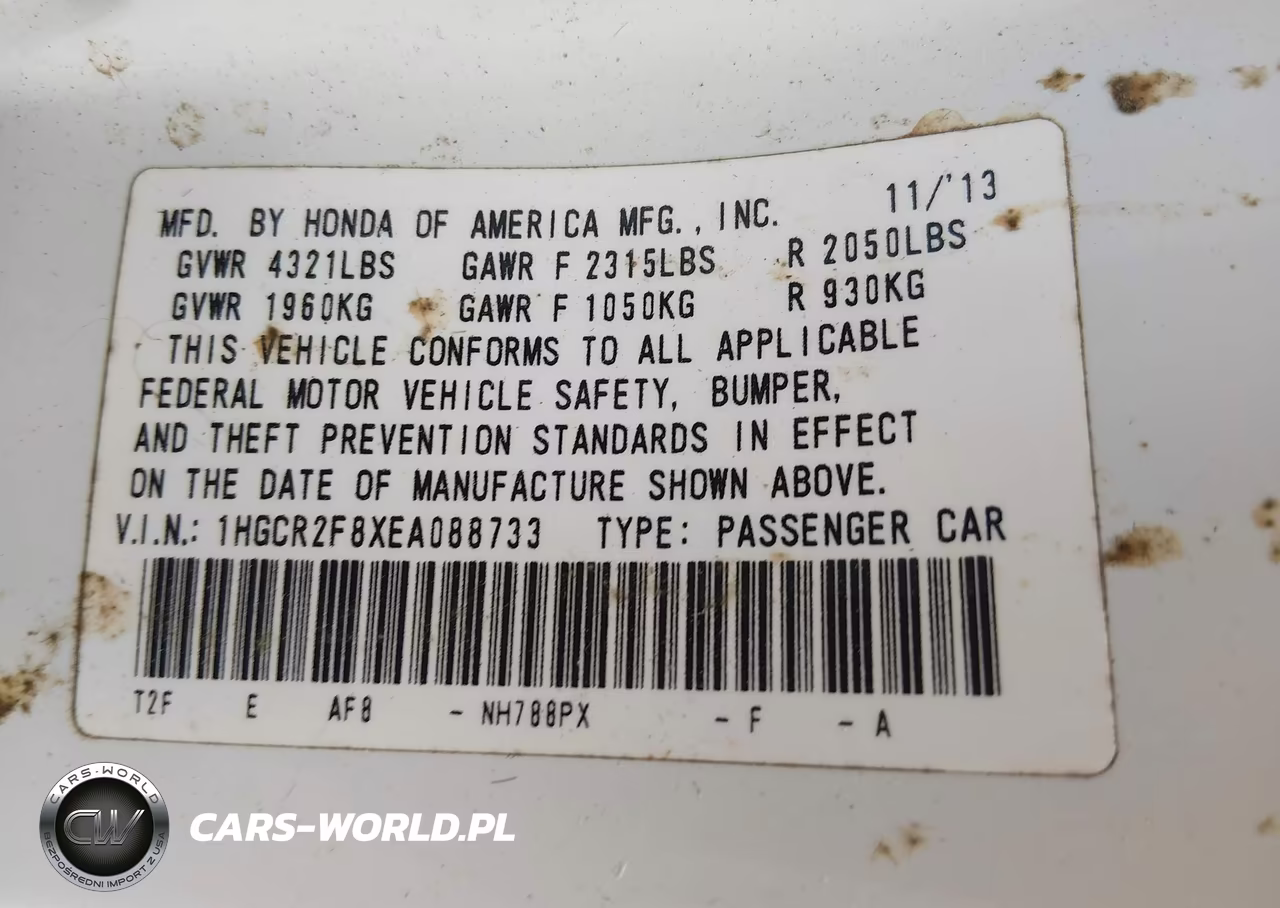 2014 Honda Accord Ex-L VIN:1HGCR2F8XEA088733 - 9