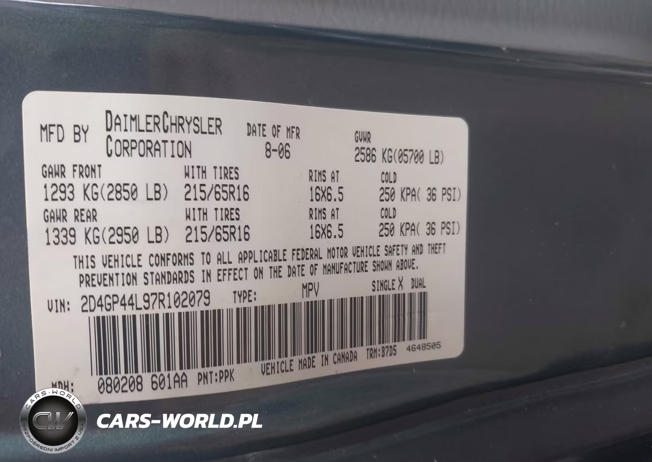 2007 Dodge Grand Caravan Sxt VIN:2D4GP44L97R102079 - 9
