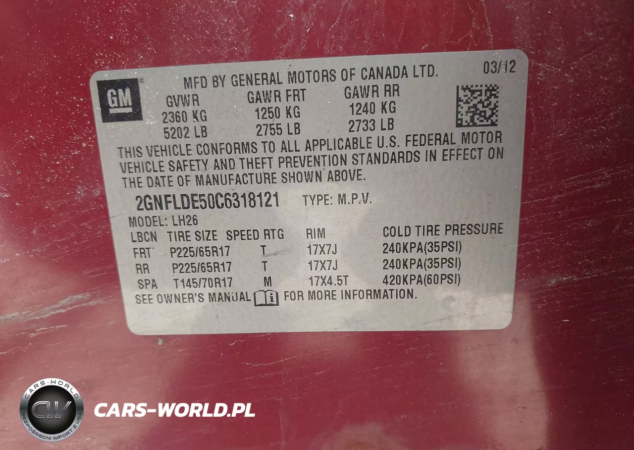 2012 Chevrolet Equinox 1Lt VIN:2GNFLDE50C6318121 - 9