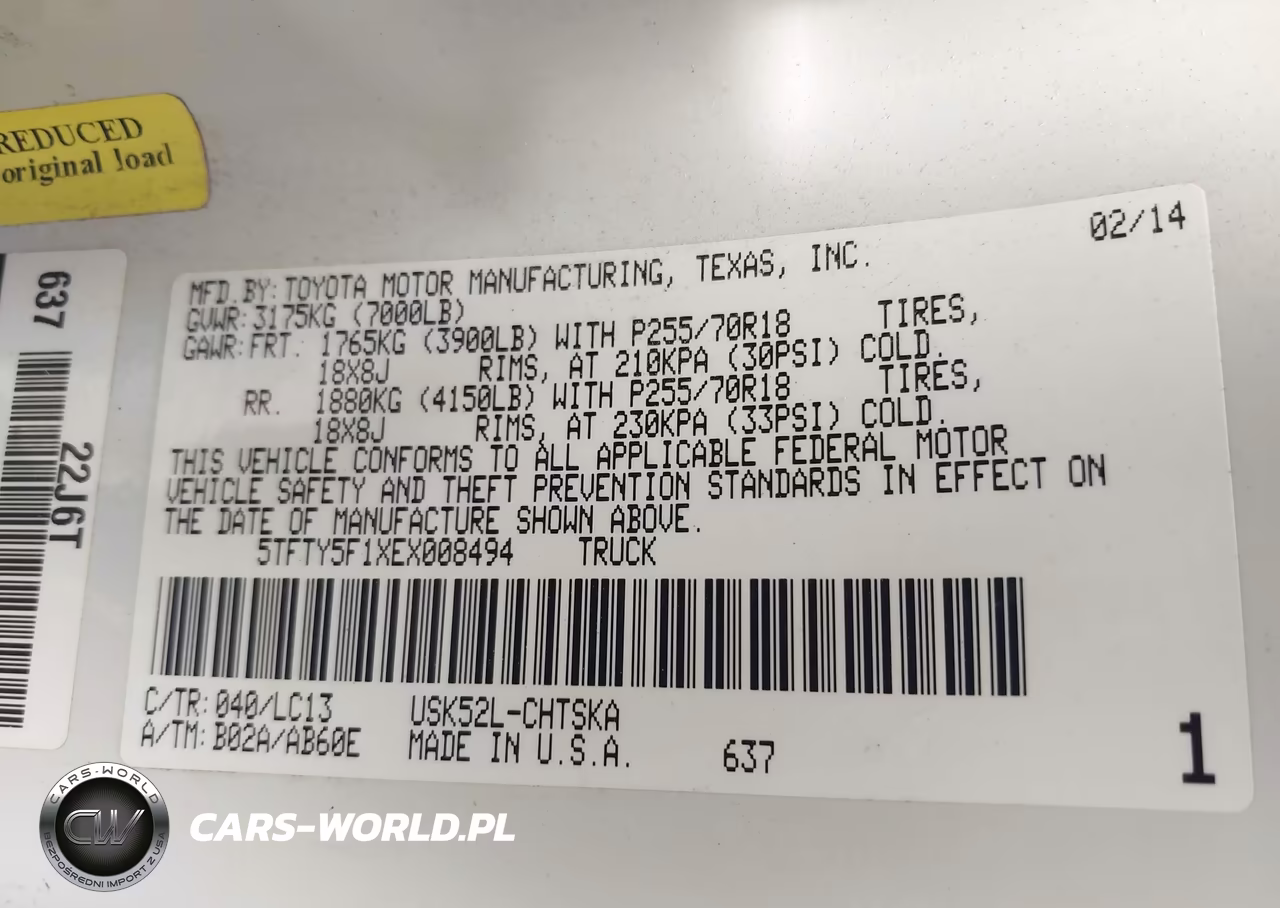 2014 Toyota Tundra Sr 5.7L V8 VIN:5TFTY5F1XEX008494 - 9