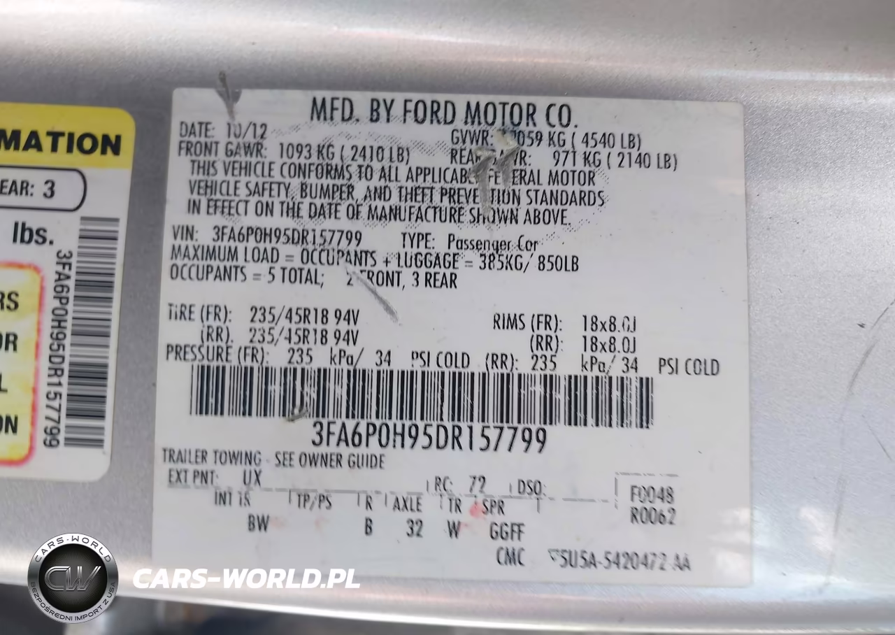 2013 Ford Fusion Se VIN:3FA6P0H95DR157799 - 9