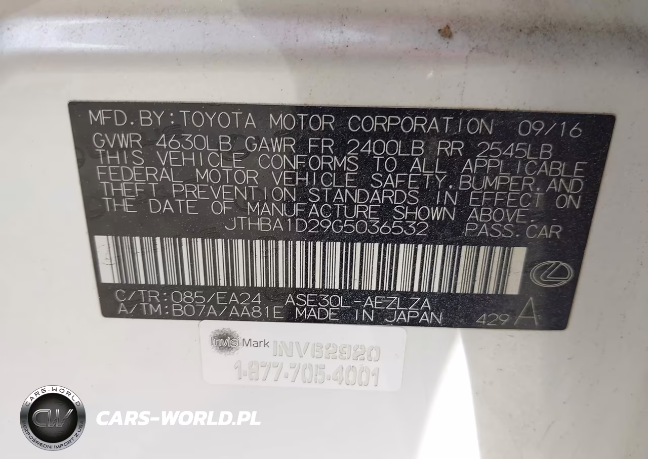 2016 Lexus Is 200T VIN:JTHBA1D29G5036532 - 9