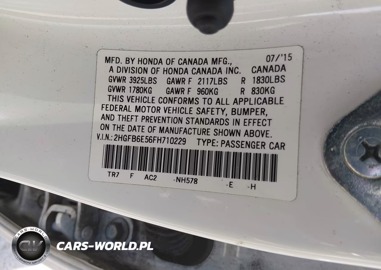 2015 Honda Civic Si VIN:2HGFB6E56FH710229 - 9