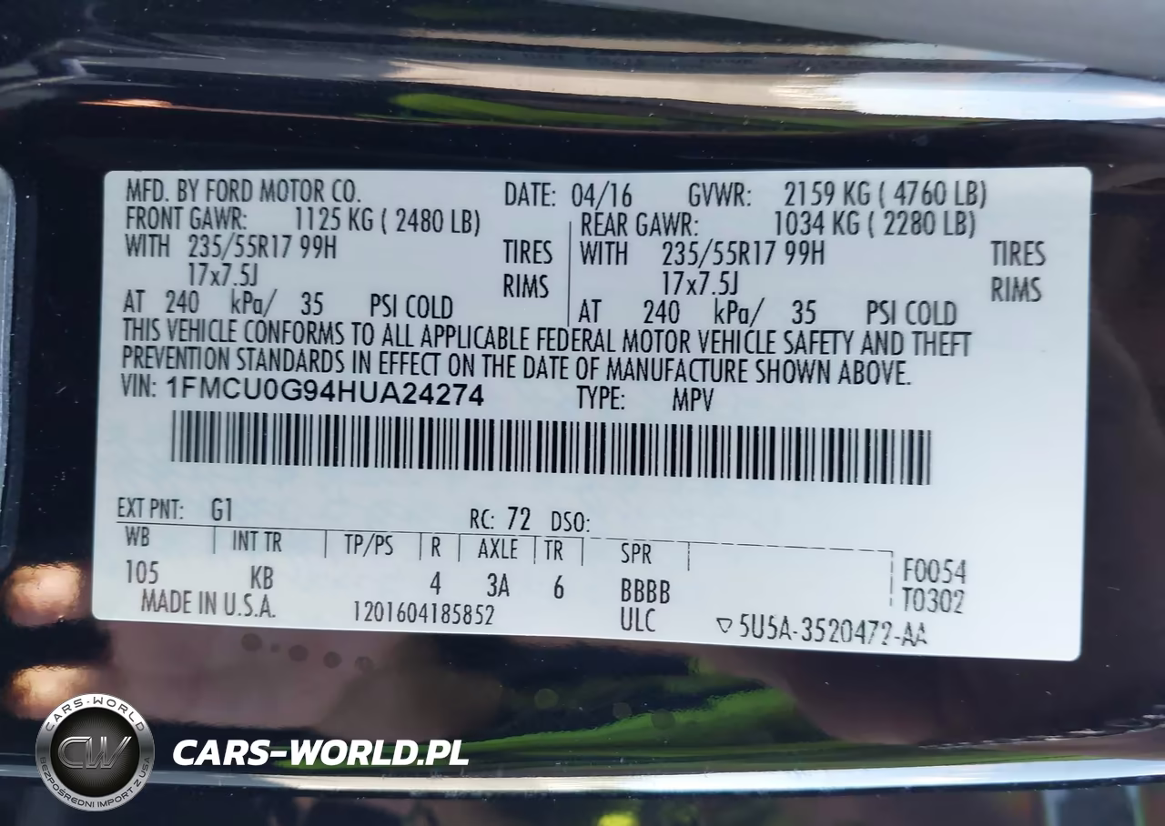 2017 Ford Escape Se VIN:1FMCU0G94HUA24274 - 9