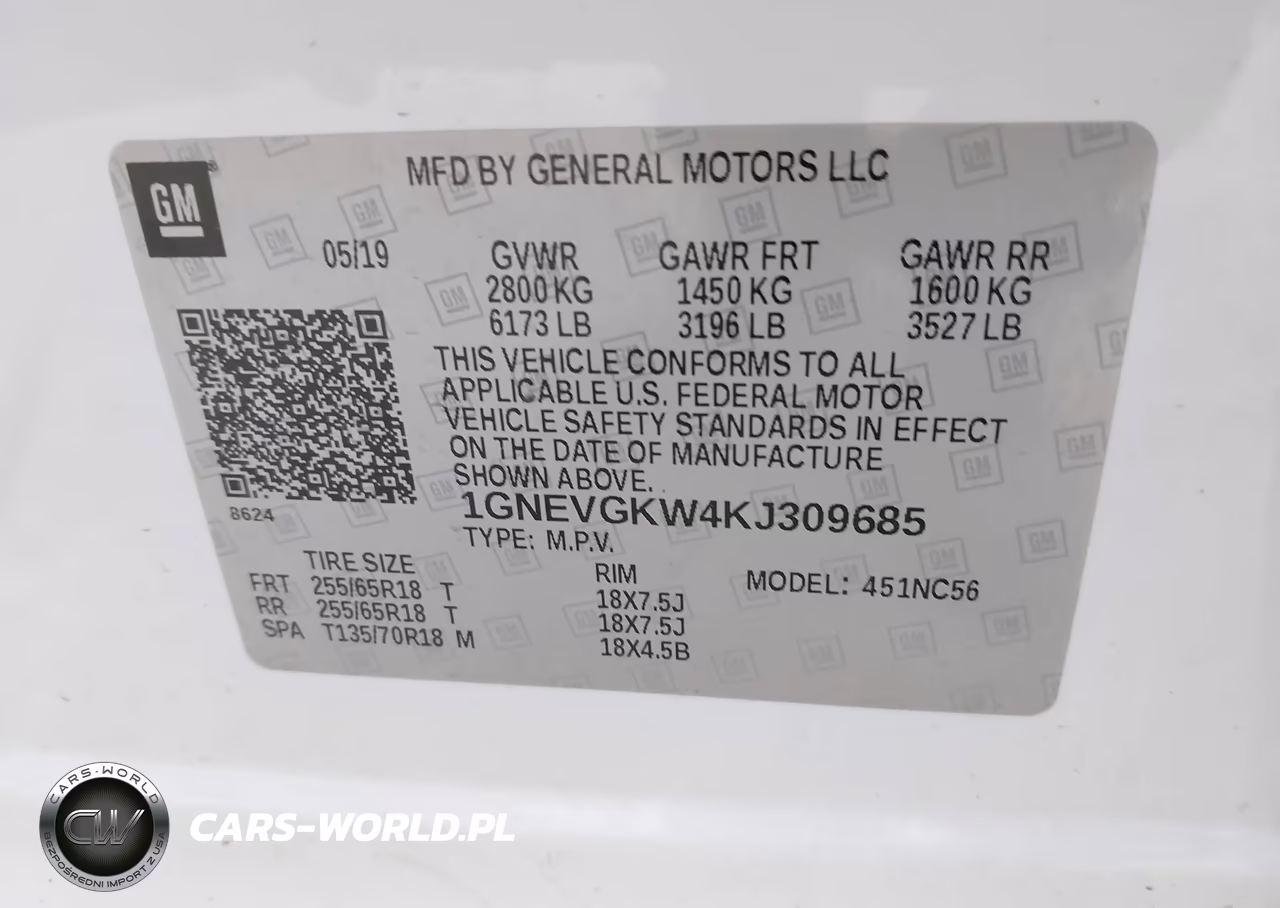2019 Chevrolet Traverse 1Lt VIN:1GNEVGKW4KJ309685 - 9