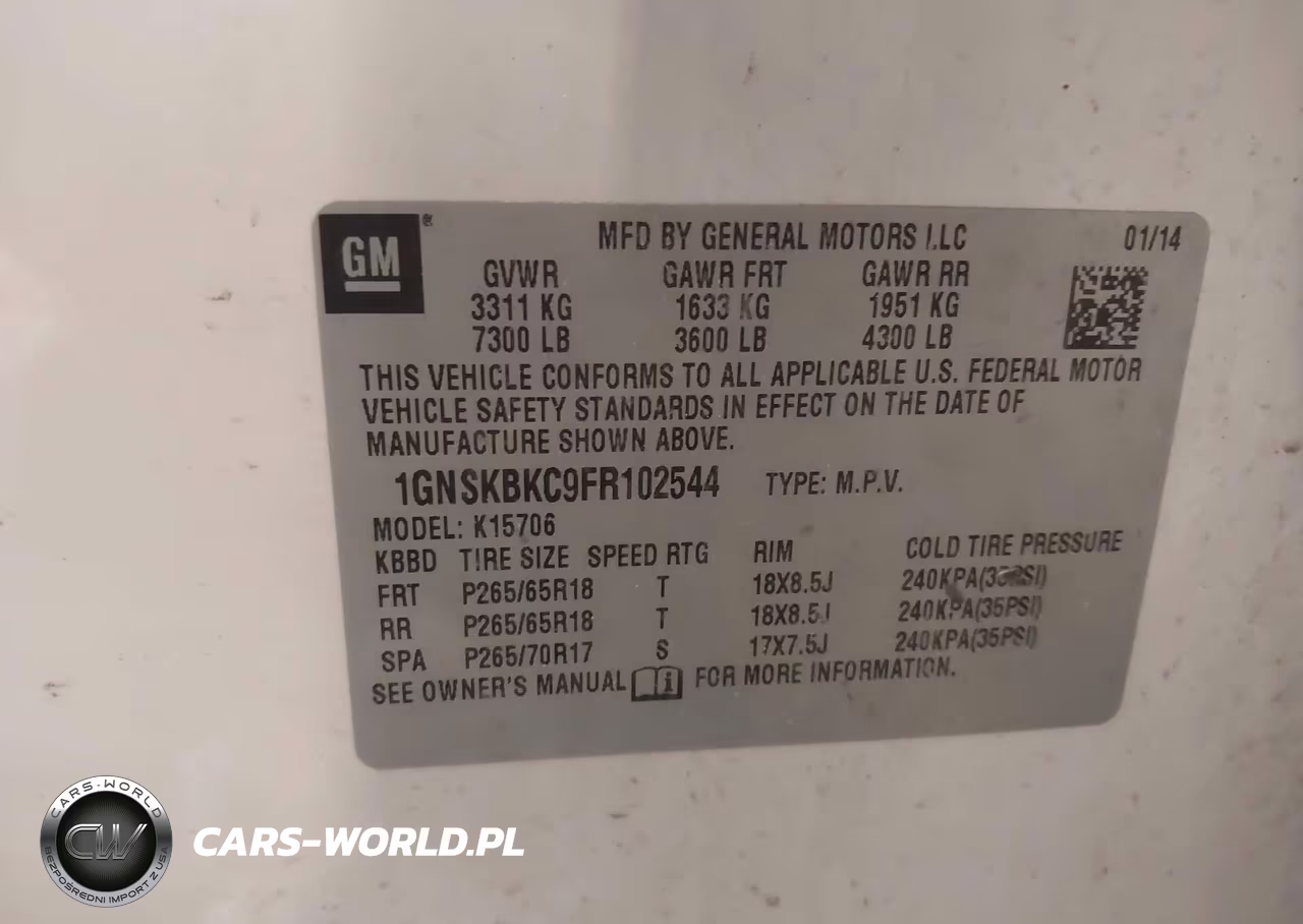 2015 Chevrolet Tahoe Lt VIN:1GNSKBKC9FR102544 - 9