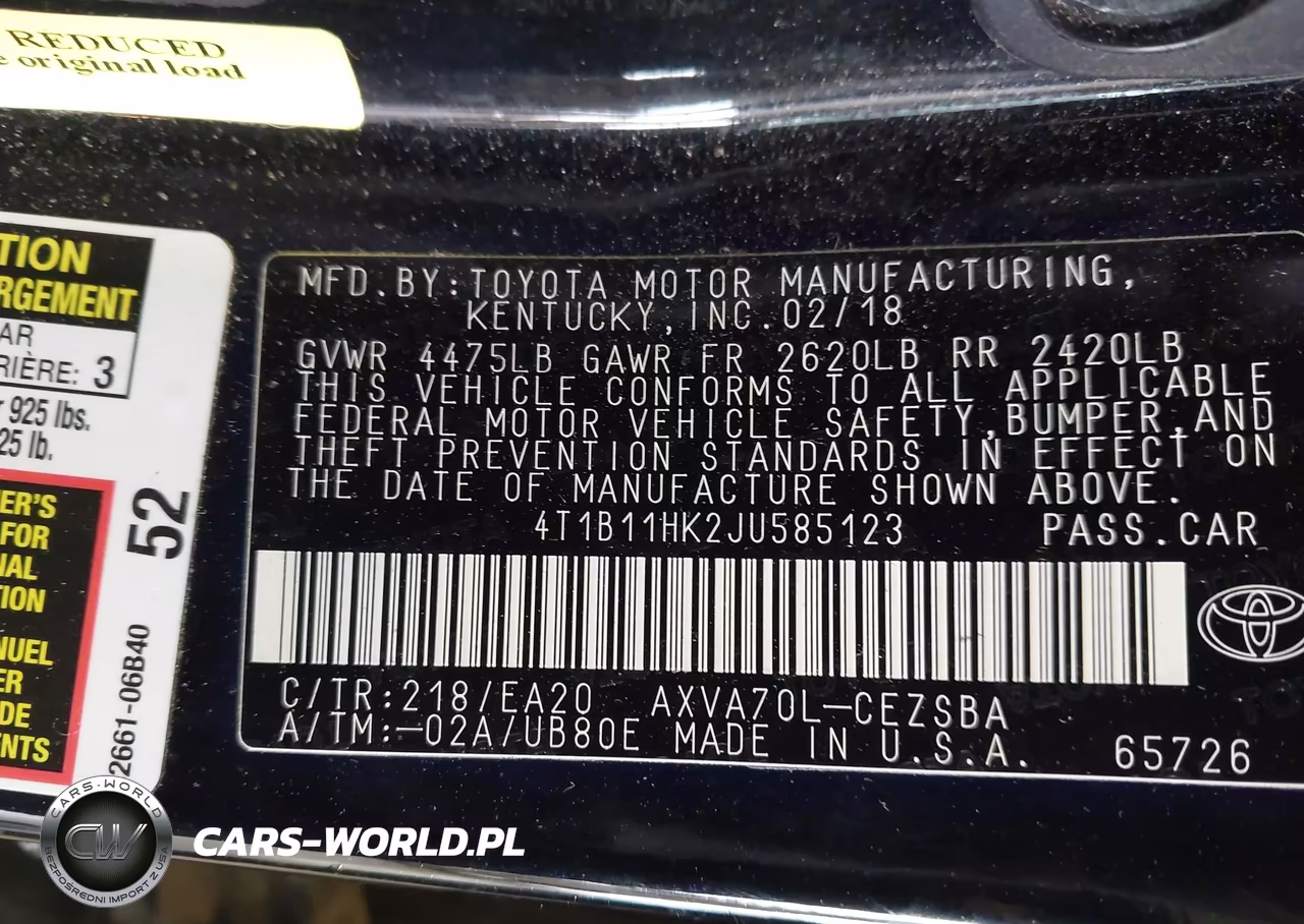 2018 Toyota Camry Se VIN:4T1B11HK2JU585123 - 9