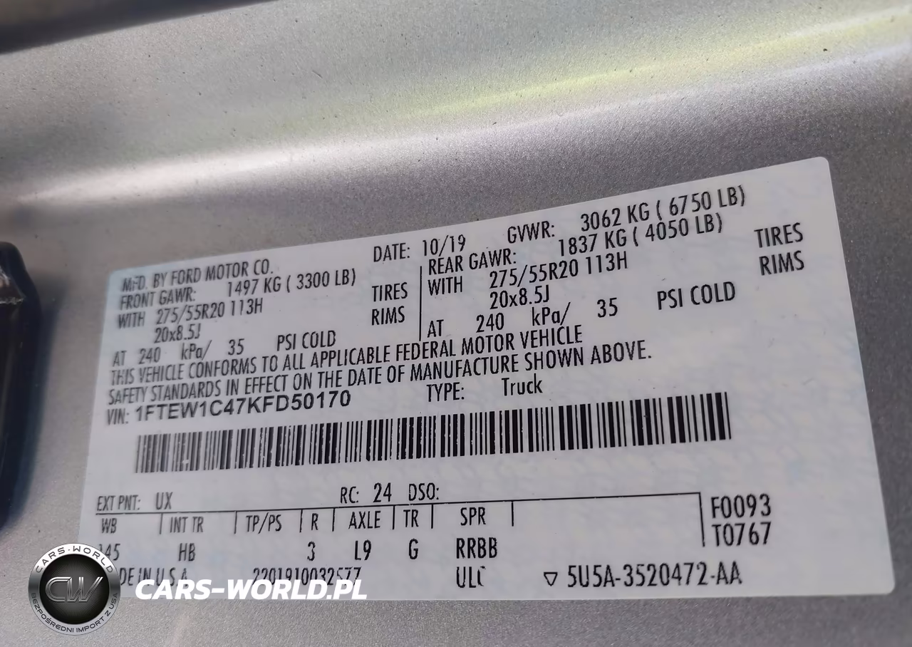 2019 Ford F-150 Lariat VIN:1FTEW1C47KFD50170 - 9