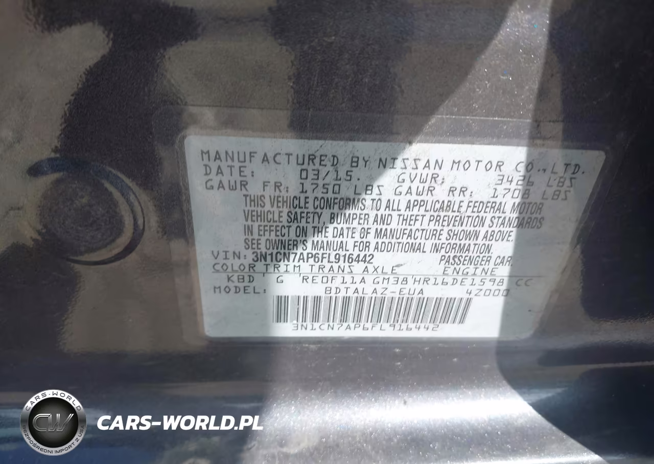2015 Nissan Versa 1.6 S+ VIN:3N1CN7AP6FL916442 - 9