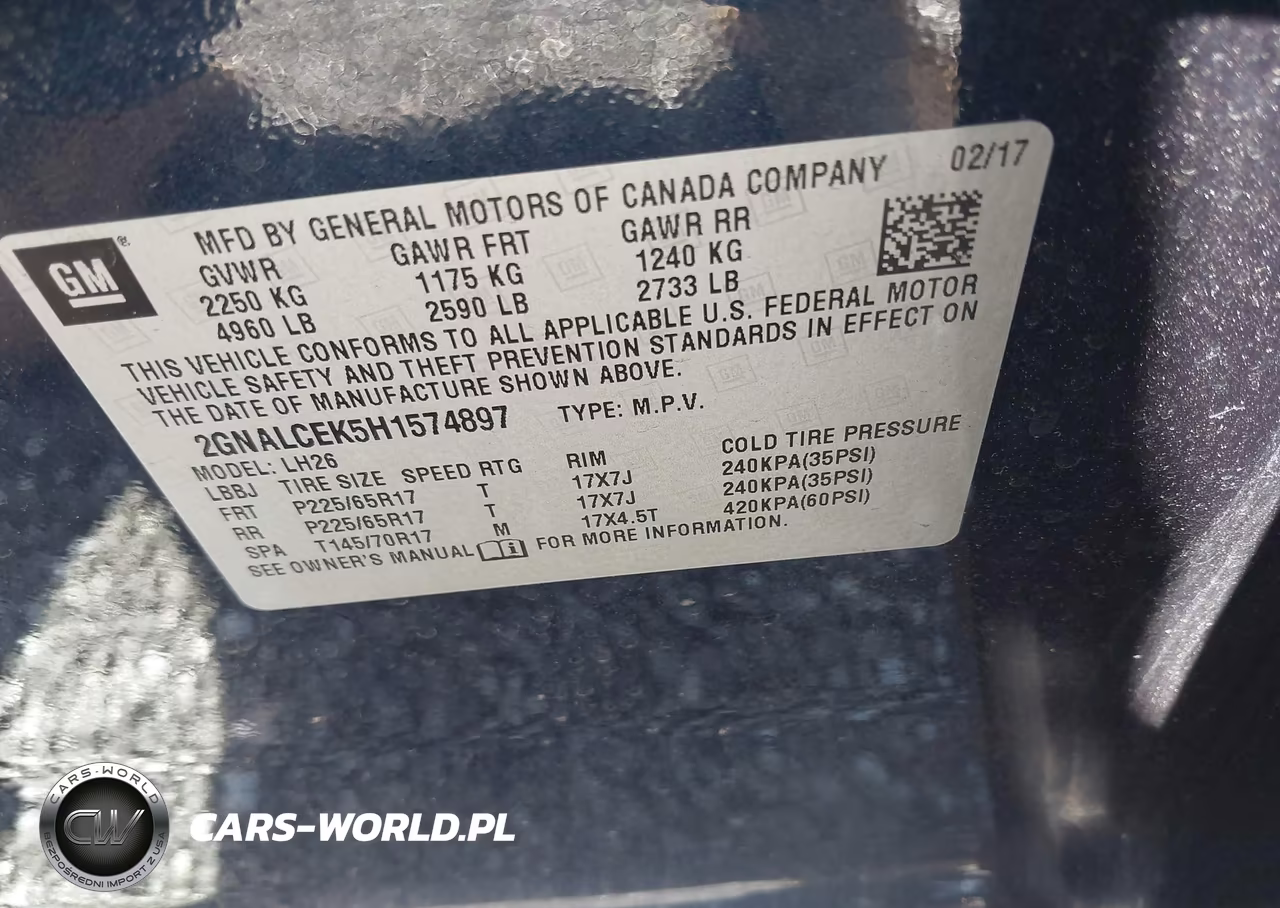 2017 Chevrolet Equinox Lt VIN:2GNALCEK5H1574897 - 9