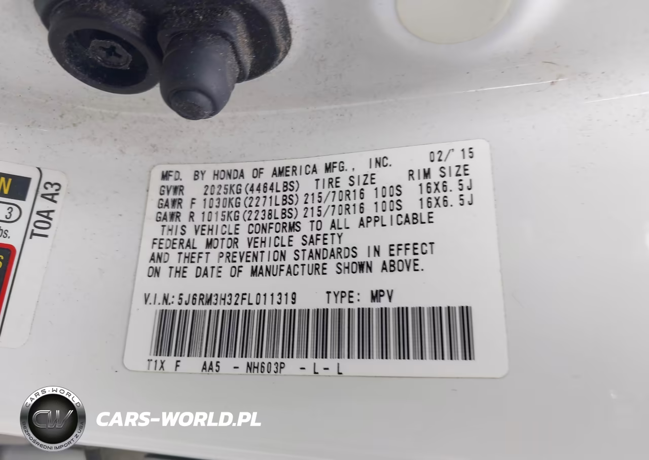 2015 Honda Cr-V Lx VIN:5J6RM3H32FL011319 - 9