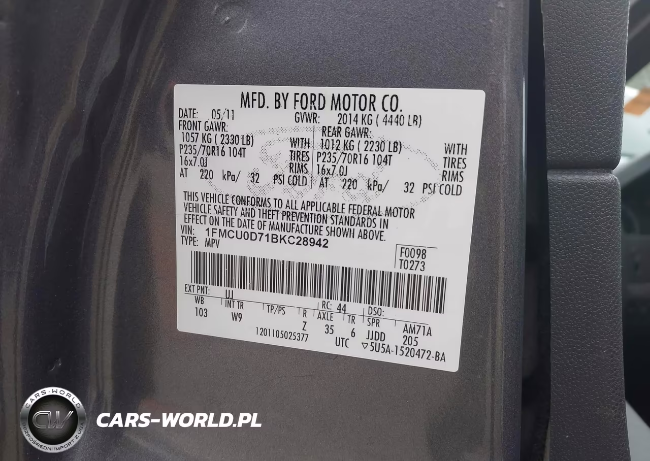 2011 Ford Escape Xlt VIN:1FMCU0D71BKC28942 - 9