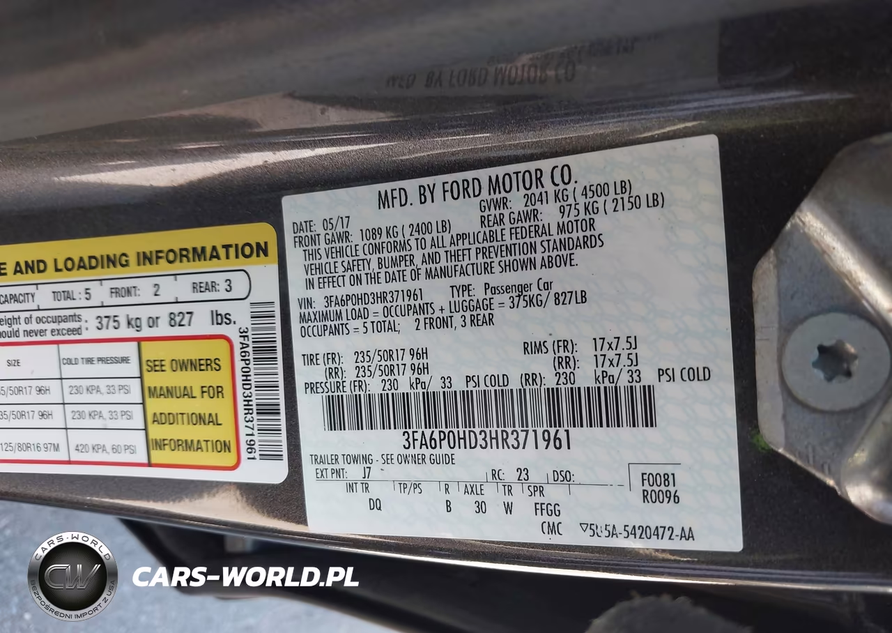 2017 Ford Fusion Se VIN:3FA6P0HD3HR371961 - 9
