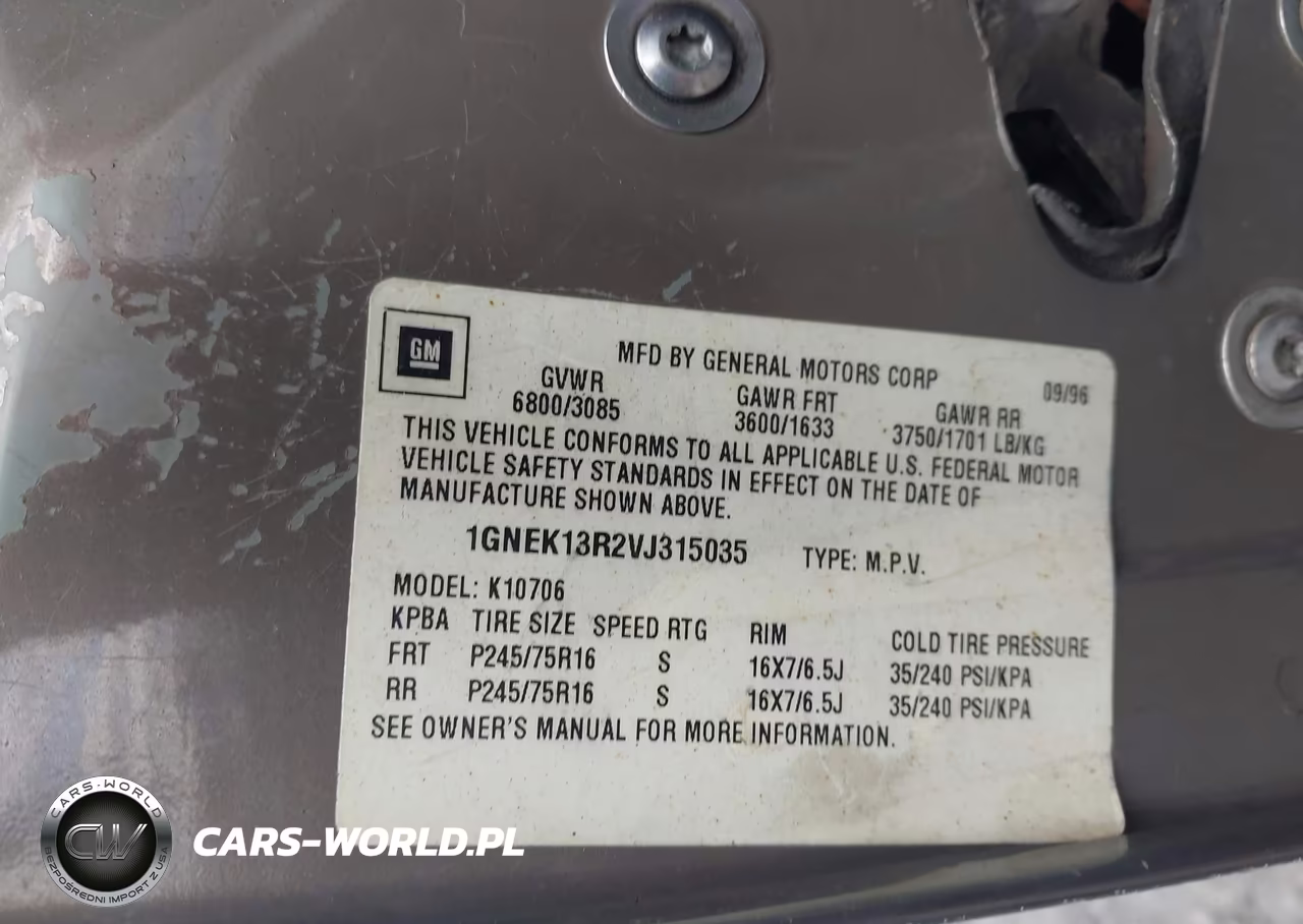 1997 Chevrolet Tahoe Ls VIN:1GNEK13R2VJ315035 - 9