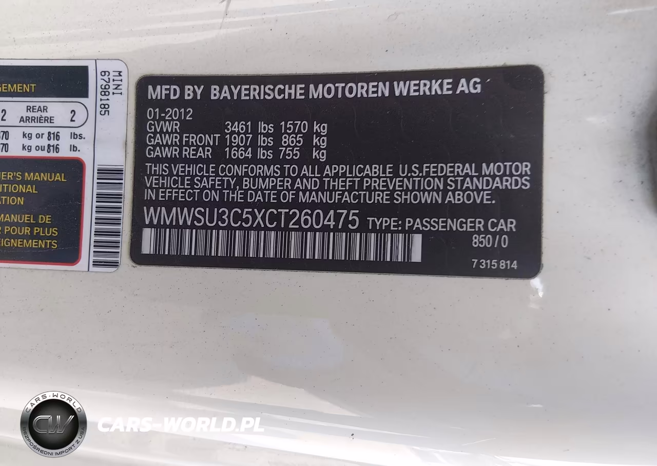 2012 Mini Cooper VIN:WMWSU3C5XCT260475 - 9