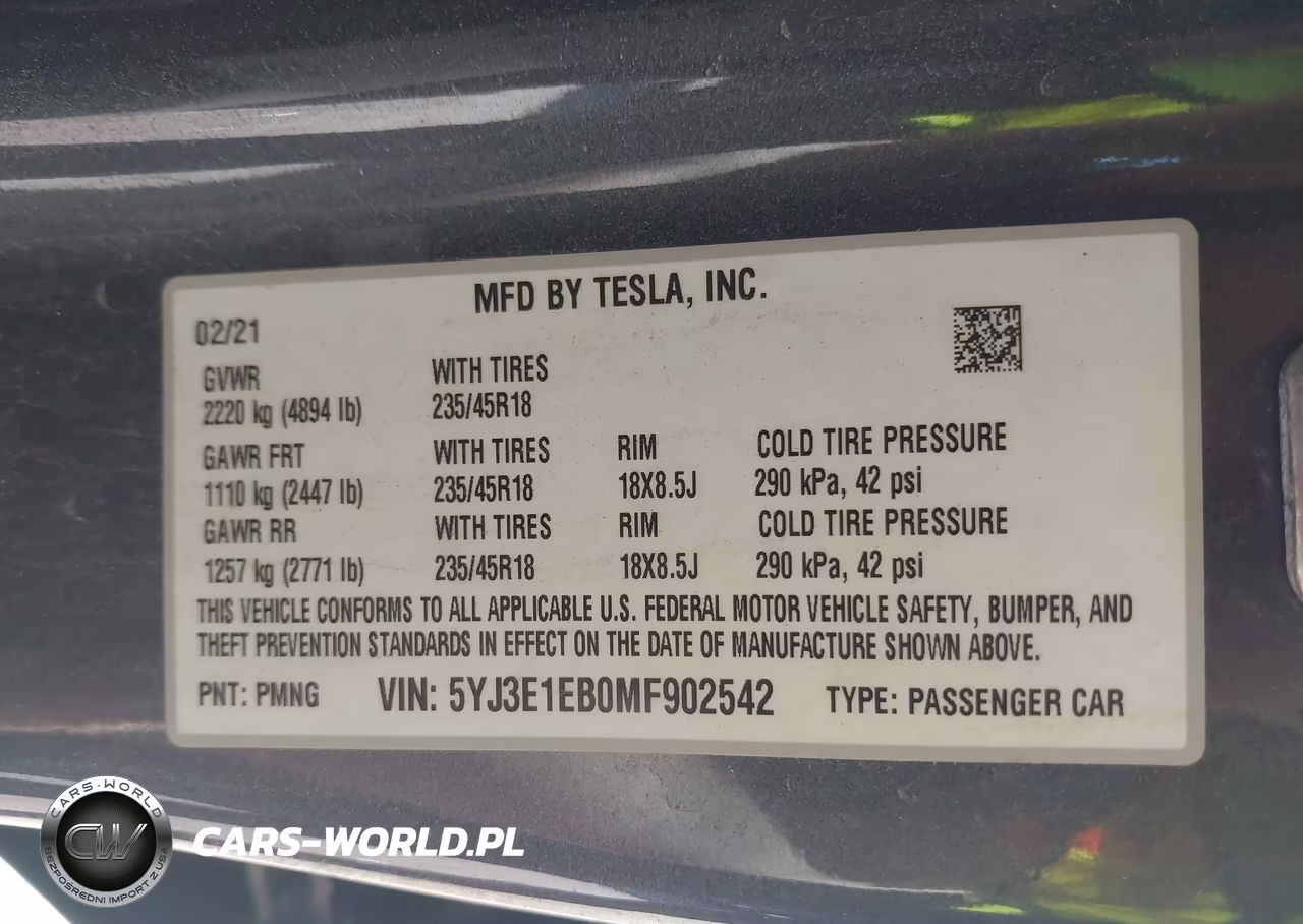 2021 Tesla Model 3 Long Range Dual Motor All-Wheel Drive VIN:5YJ3E1EB0MF902542 - 9