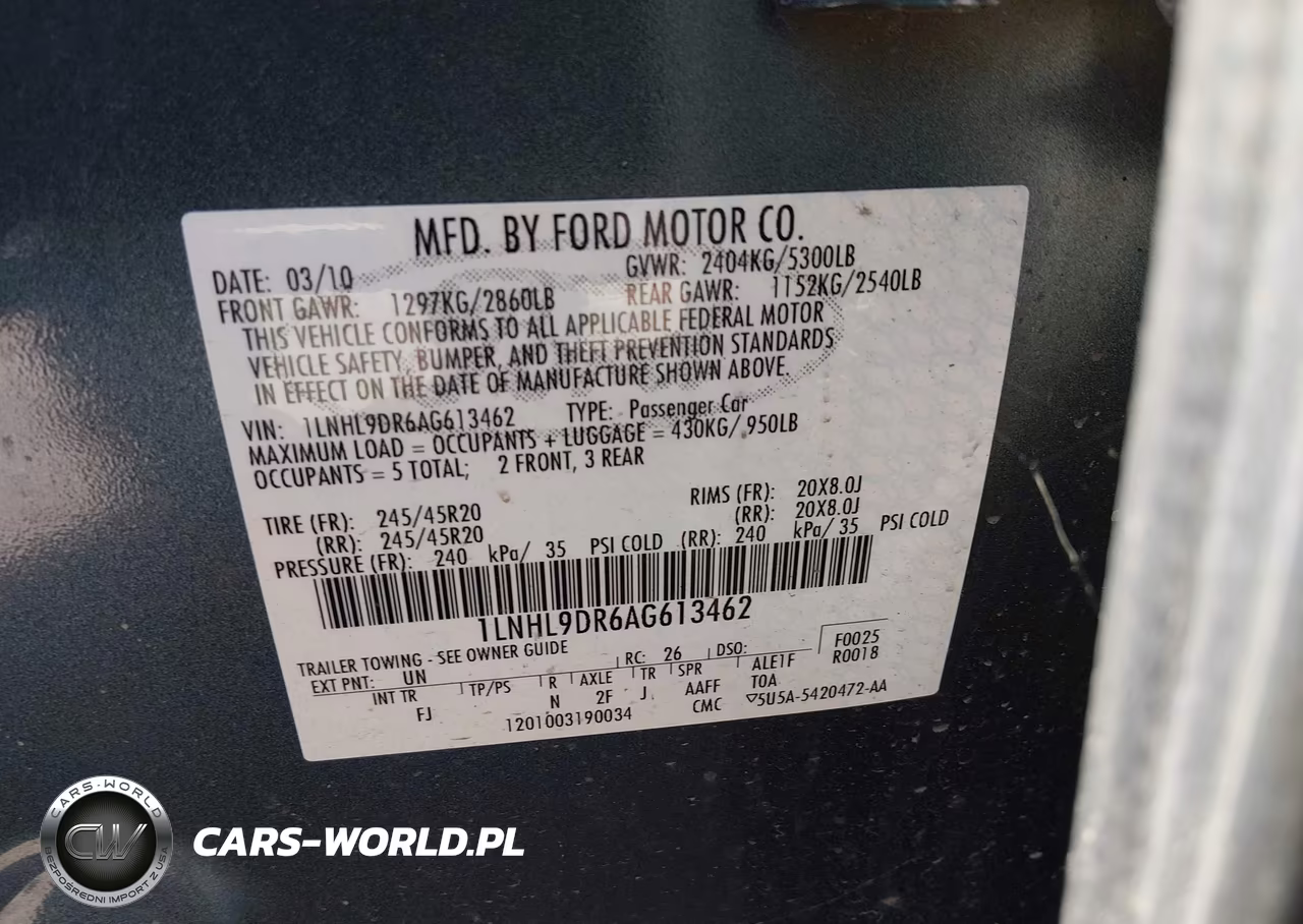 2010 Lincoln Mks VIN:1LNHL9DR6AG613462 - 9