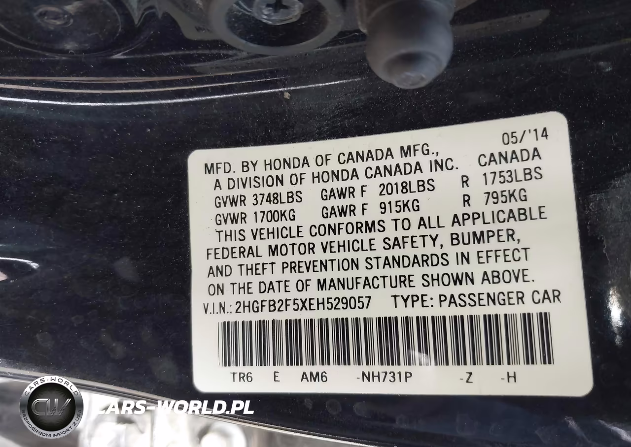 2014 Honda Civic Lx VIN:2HGFB2F5XEH529057 - 9