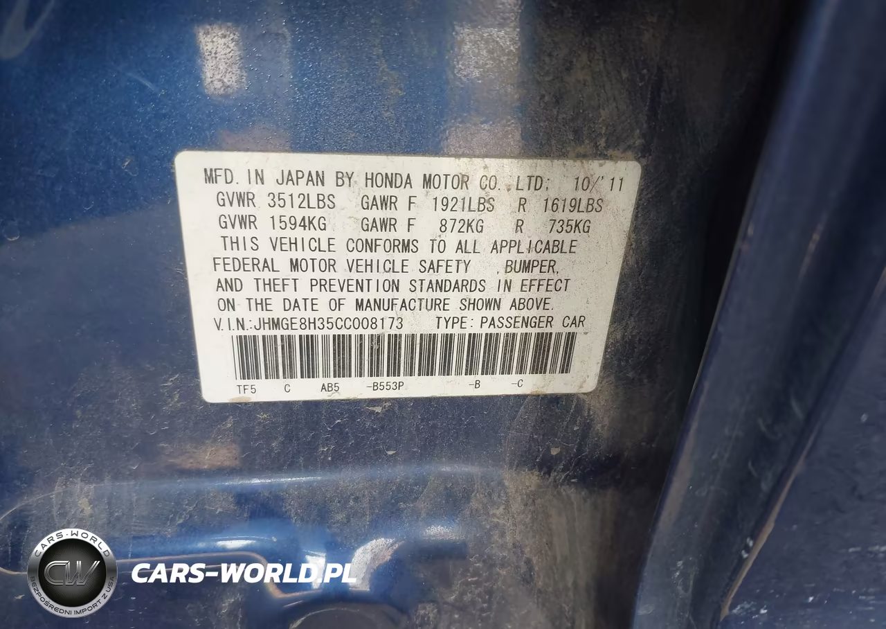 2012 Honda Fit VIN:JHMGE8H35CC008173 - 9