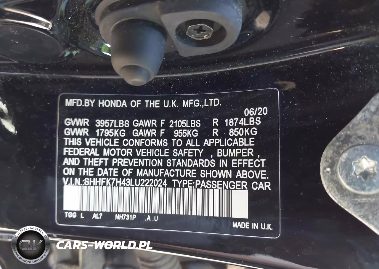 2020 Honda Civic Sport VIN:SHHFK7H43LU222024 - 9