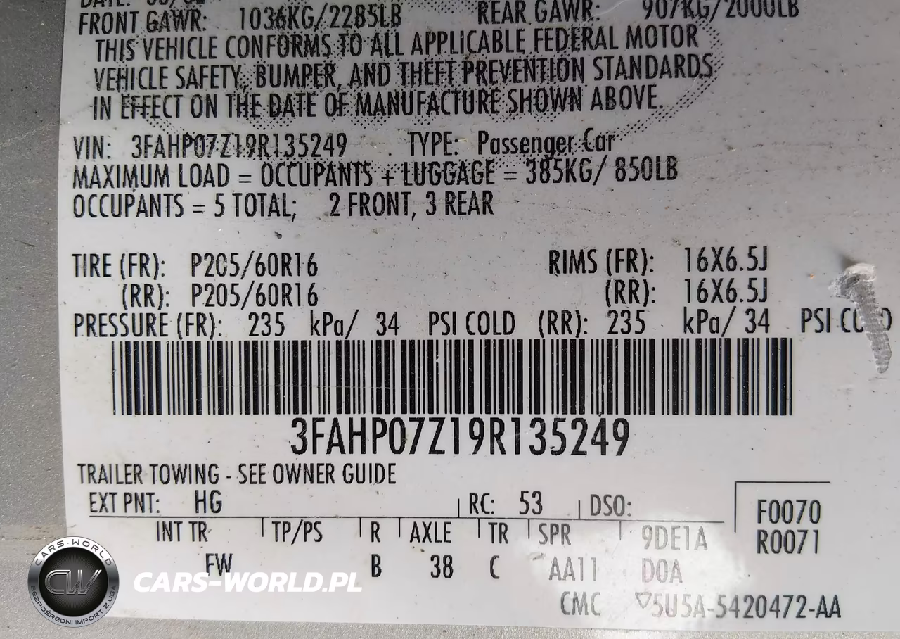 2009 Ford Fusion Se VIN:3FAHP07Z19R135249 - 9