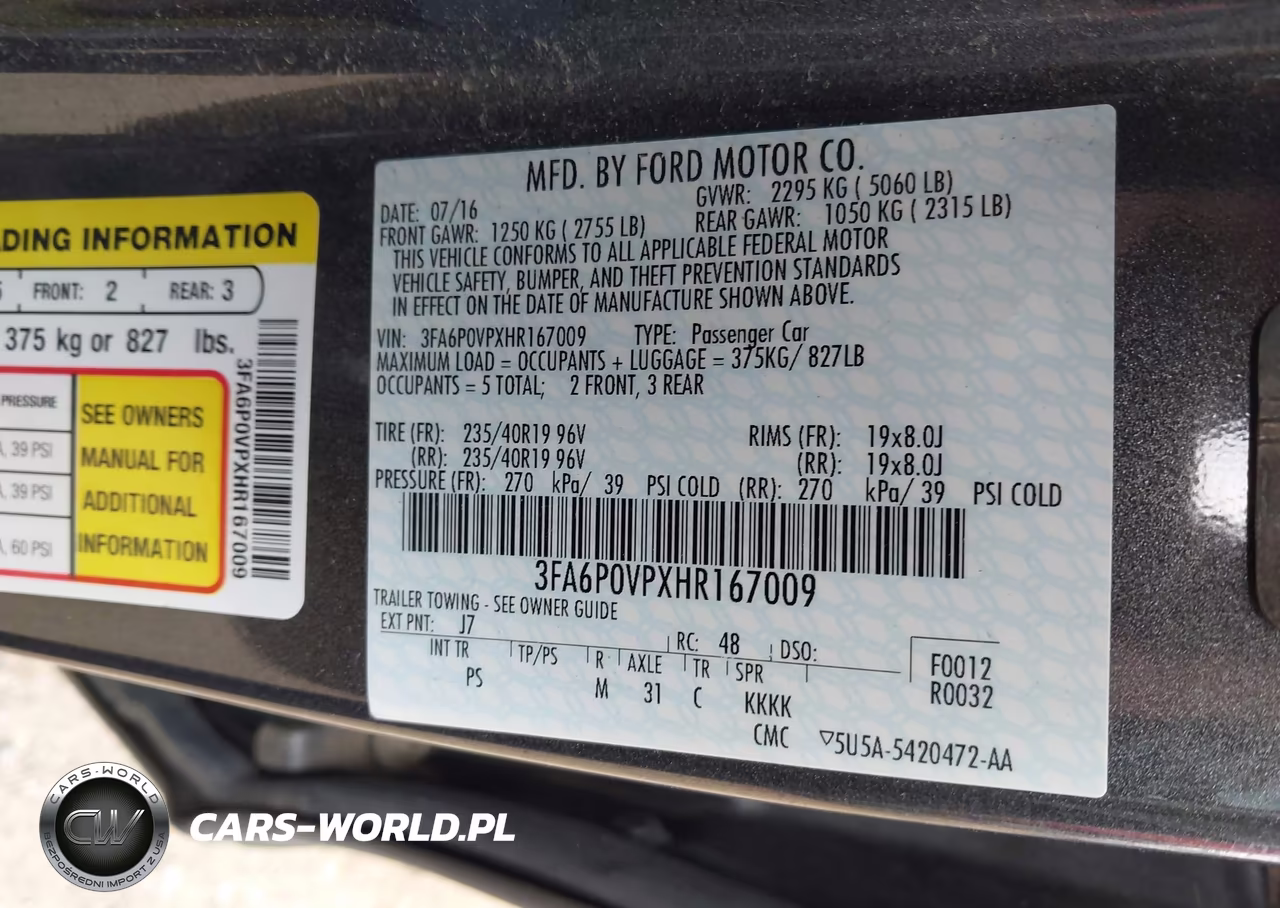 2017 Ford Fusion Sport VIN:3FA6P0VPXHR167009 - 9