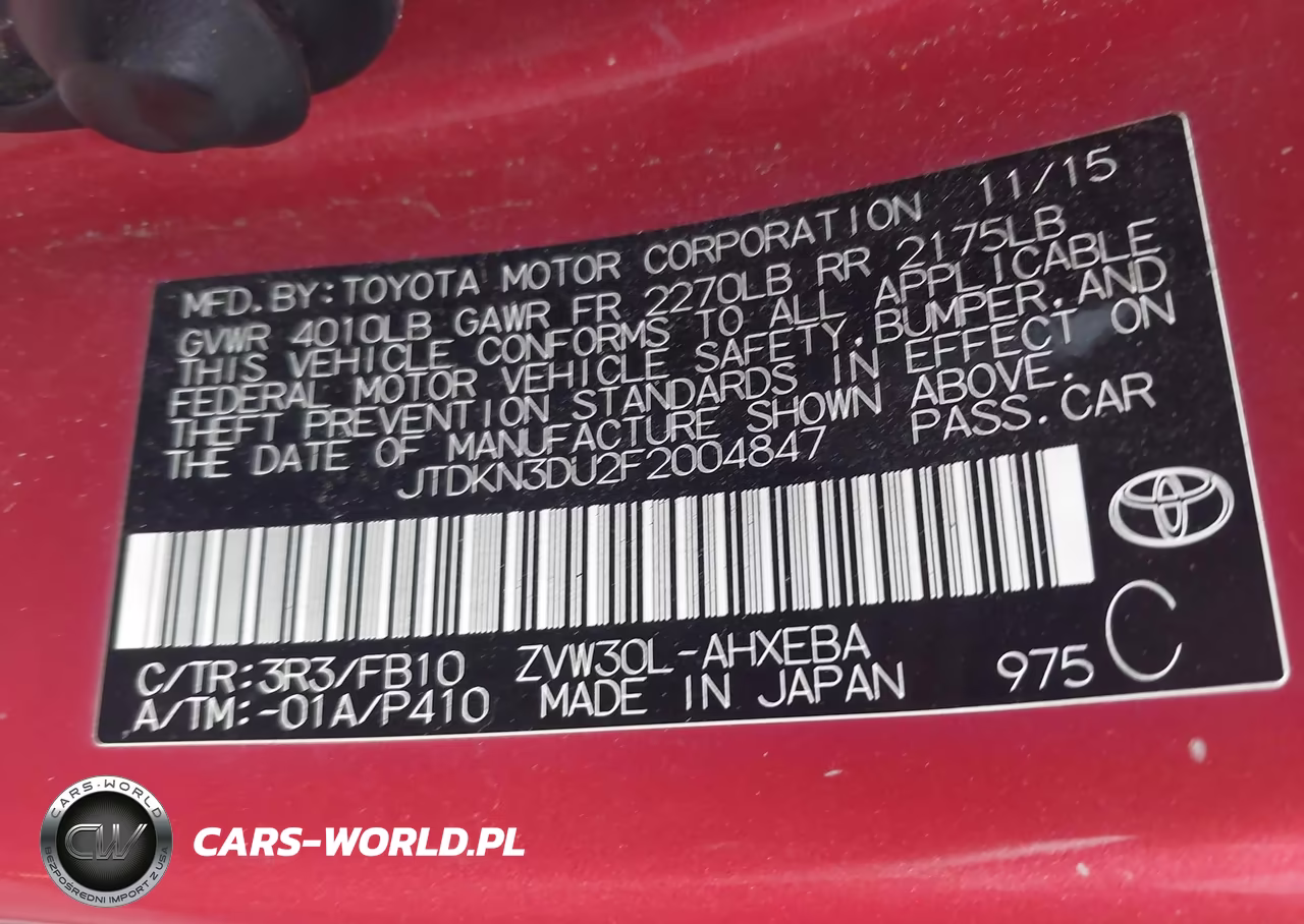 2015 Toyota Prius Two VIN:JTDKN3DU2F2004847 - 9