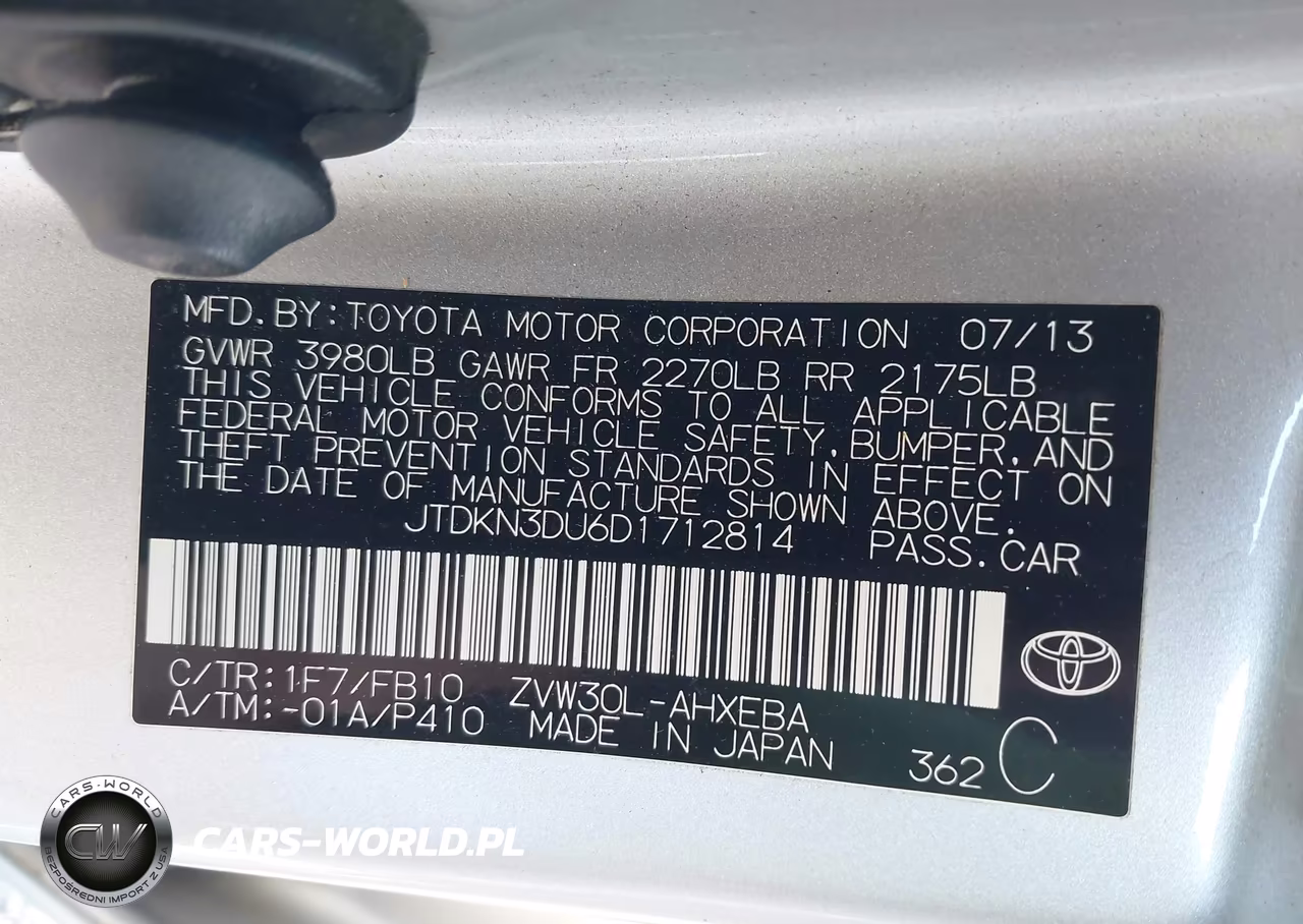 2013 Toyota Prius VIN:JTDKN3DU6D1712814 - 9